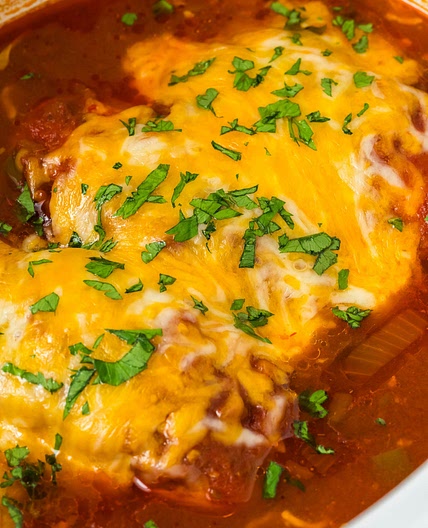 Crockpot Cheesy Salsa Chicken