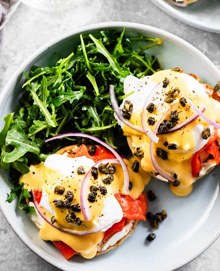 Smoked Salmon Eggs Benedict with Lemon Hollandaise Sauce