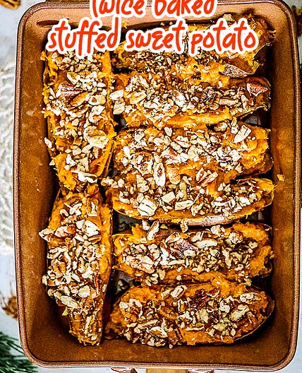 Twice Baked Maple Walnut Sweet Potatoes