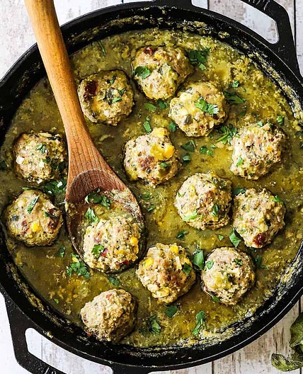 Mexican Meatballs with Salsa Verde (Albondigas)