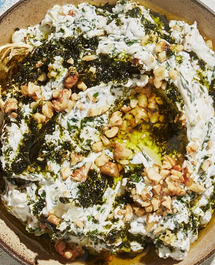 Spinach-Yogurt Dip With Sizzled Mint