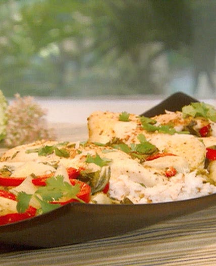 Sesame red curry chicken with bok choy and sweet coconut rice