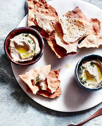 Baba ganoush with cumin crispbreads