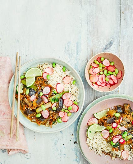 Aubergine teriyaki bowls