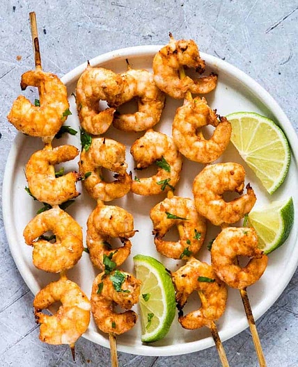 Cilantro Lime Air Fryer Shrimp Skewers