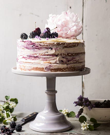 Blackberry Lavender Naked Cake with White Chocolate Buttercream