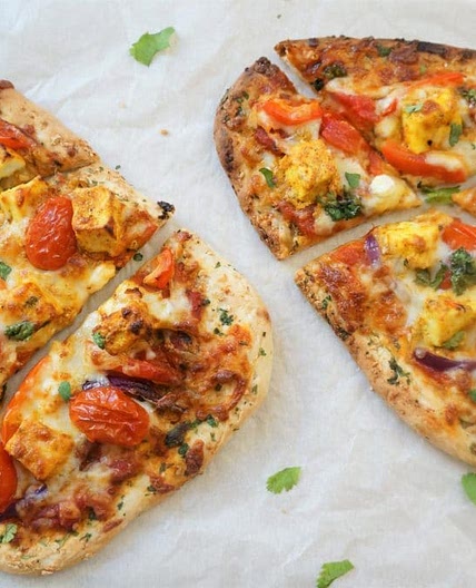 Tandoori Paneer Naan Pizza - Air Fryer / Oven