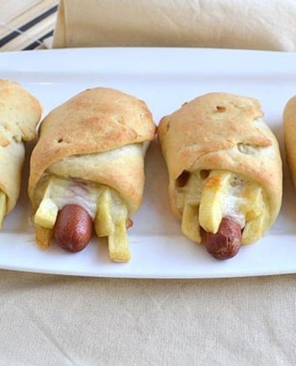 Fagottini con wurstel e patatine