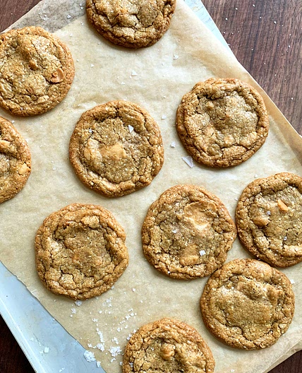 Caramelised white chocolate and macadamia cookies