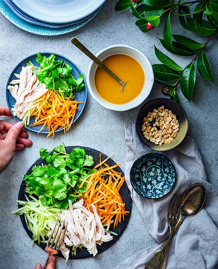 Shredded Chicken Salad - Asian Peanut dressing