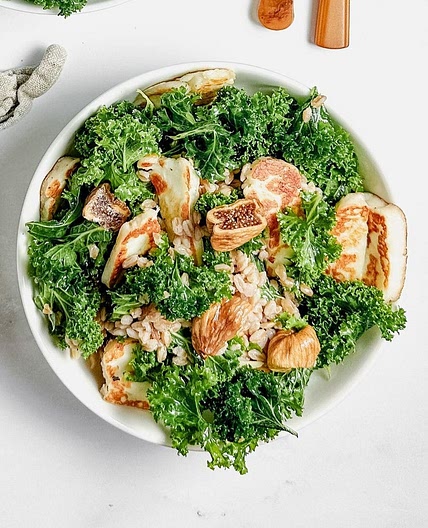 Halloumi Grain Bowls with Figs and Charred Lemons