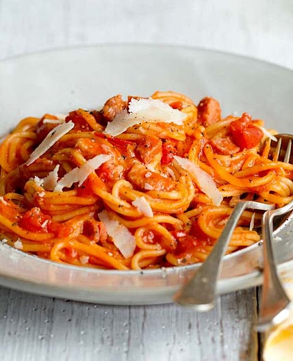 Tomato and bacon spaghetti