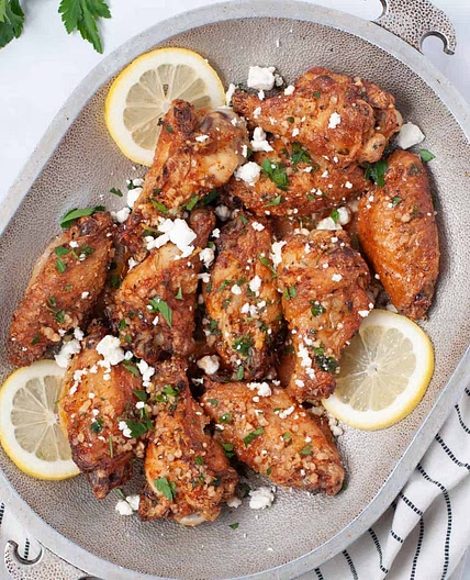 Crispy Lemon Feta Chicken Wings