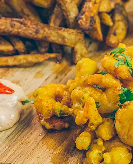 Indian Scampi with Masala Chips