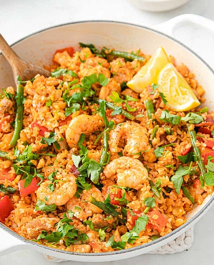 Keto Paella with Cauliflower Rice