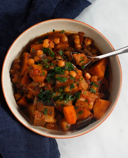 Aubergine and Sweet Potato Casserole