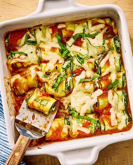 Zucchini Lasagna Rolls with Smoked Mozzarella