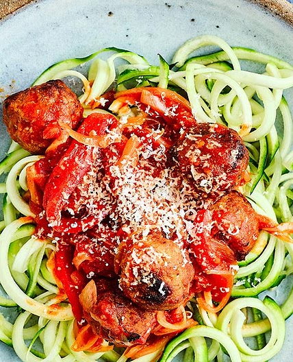 Smoky pork meatballs with courgetti