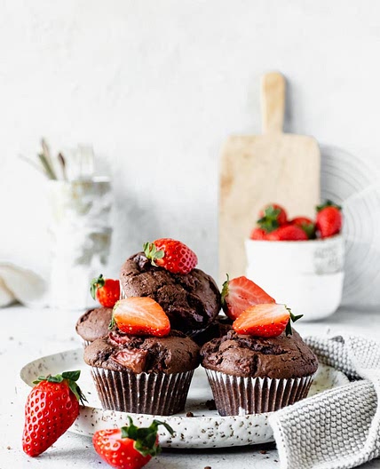 Erdbeer-Schoko-Muffins mit doppelt Schoko