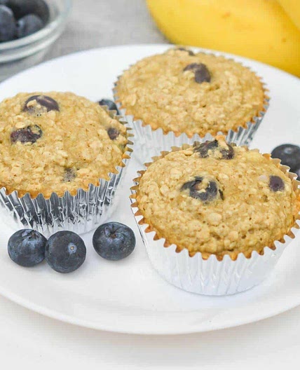 Oat Banana Blueberry Muffins