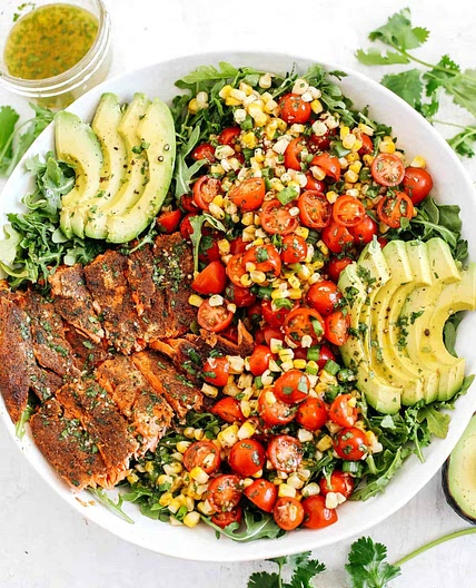 Chili-Rubbed Salmon with Summer Corn Salad