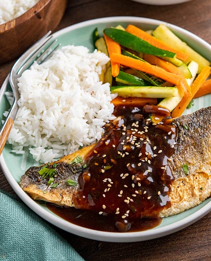 Pan-Fried Sea Bass with Ginger Soy Sauce