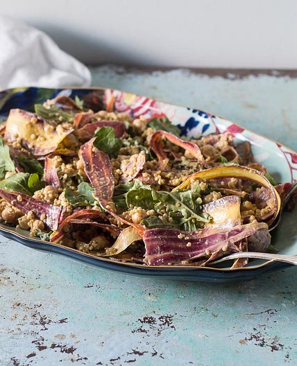 Carrot Chickpea Quinoa Bowl with Poblano Yogurt Sauce