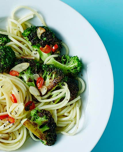 Chargrilled broccoli pasta with chilli and garlic