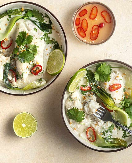 Coconut Poached Cod with Ginger and Lime
