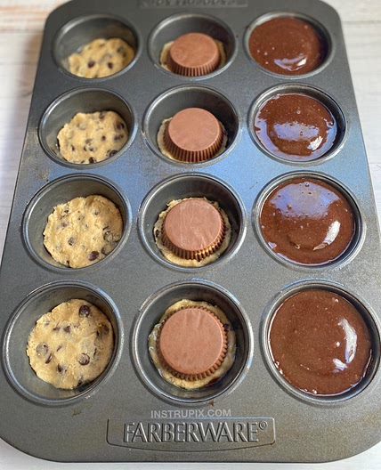 Peanut Butter Cup Stuffed Brookies