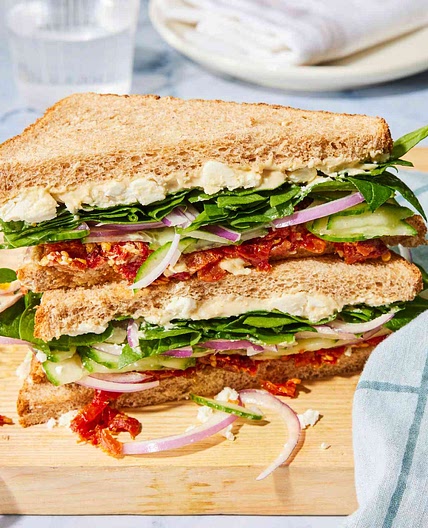 Spinach, Sun-Dried Tomato & Cucumber Sandwich