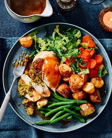 Air fryer roast chicken dinner