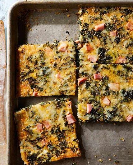 Sheet-Pan Eggs with Spinach & Ham