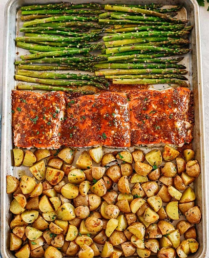 Sheet Pan Maple Dijon Glazed Salmon