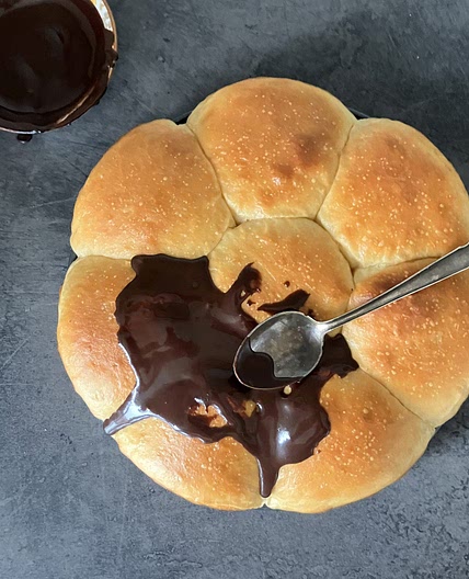 Chocolate-Filled Overnight Buns (with a simple chocolate icing)