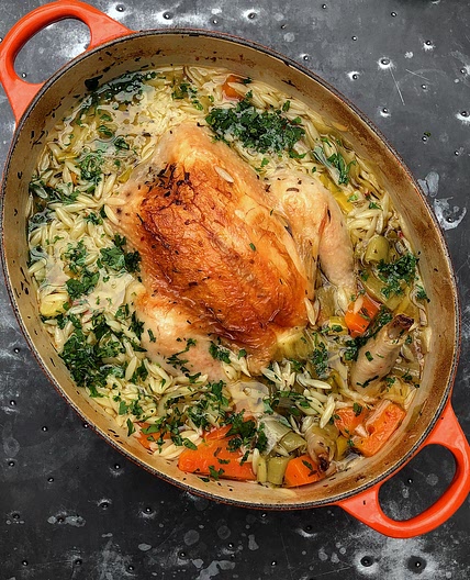 Chicken In A Pot with Lemon and Orzo