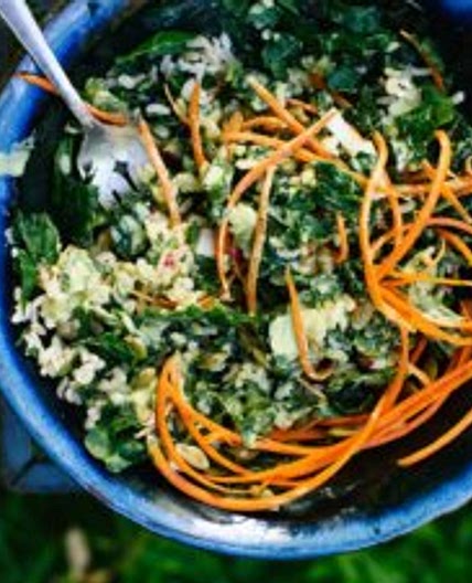 Anything-Goes Kale Salad with Green Tahini Dressing