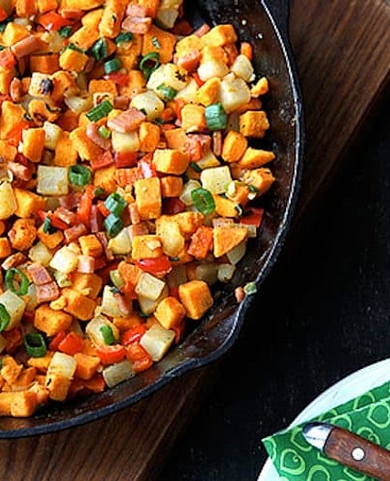Sweet Potato Hash with Canadian Bacon