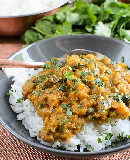 Aubergine, Courgette, Sweet Potato and Lentil Curry
