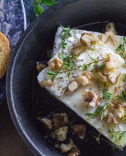 Low FODMAP Baked Feta with Honey, Walnuts & Thyme