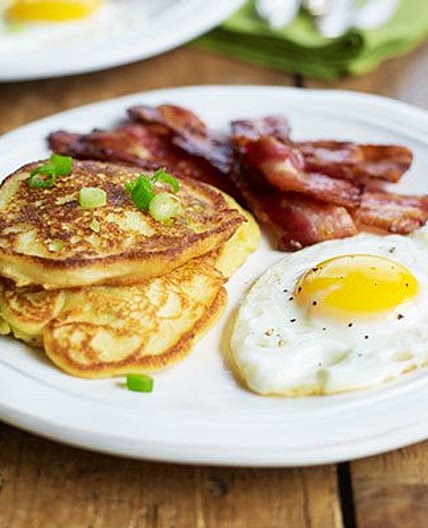 Potato & spring onion breakfast pancakes