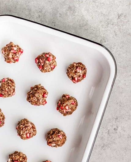 Oat Bliss Balls With Dates + Pomegranate