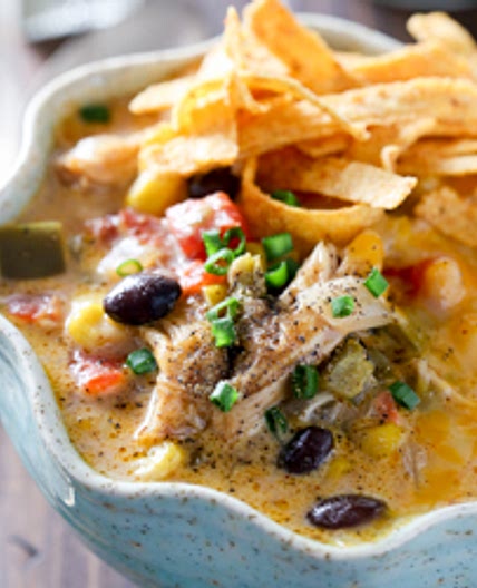 Slow Cooker Cheesy Chicken Tortilla Soup