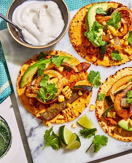 Sheet-Pan Poblano-&-Corn Chicken Fajitas