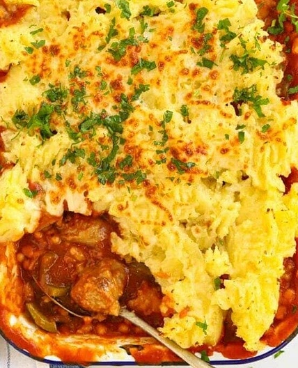 Cowboy Pie {Mash-Topped Sausage & Beans}