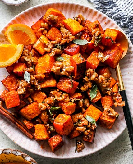 Roasted Butternut Squash with Candied Walnuts