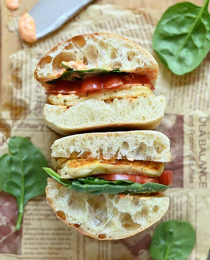 Halloumi Sandwich with Red Pepper Aioli