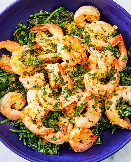 One-Pot Garlicky Shrimp & Spinach