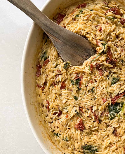 Boursin Spinach & Sun-dried Tomato Orzo Bake