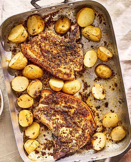Oven-baked pork chops